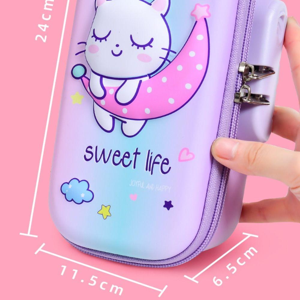 Cartoon Password 3D Pencil Case Cute Stationery Organizer Colorful Pen Bag  Kids