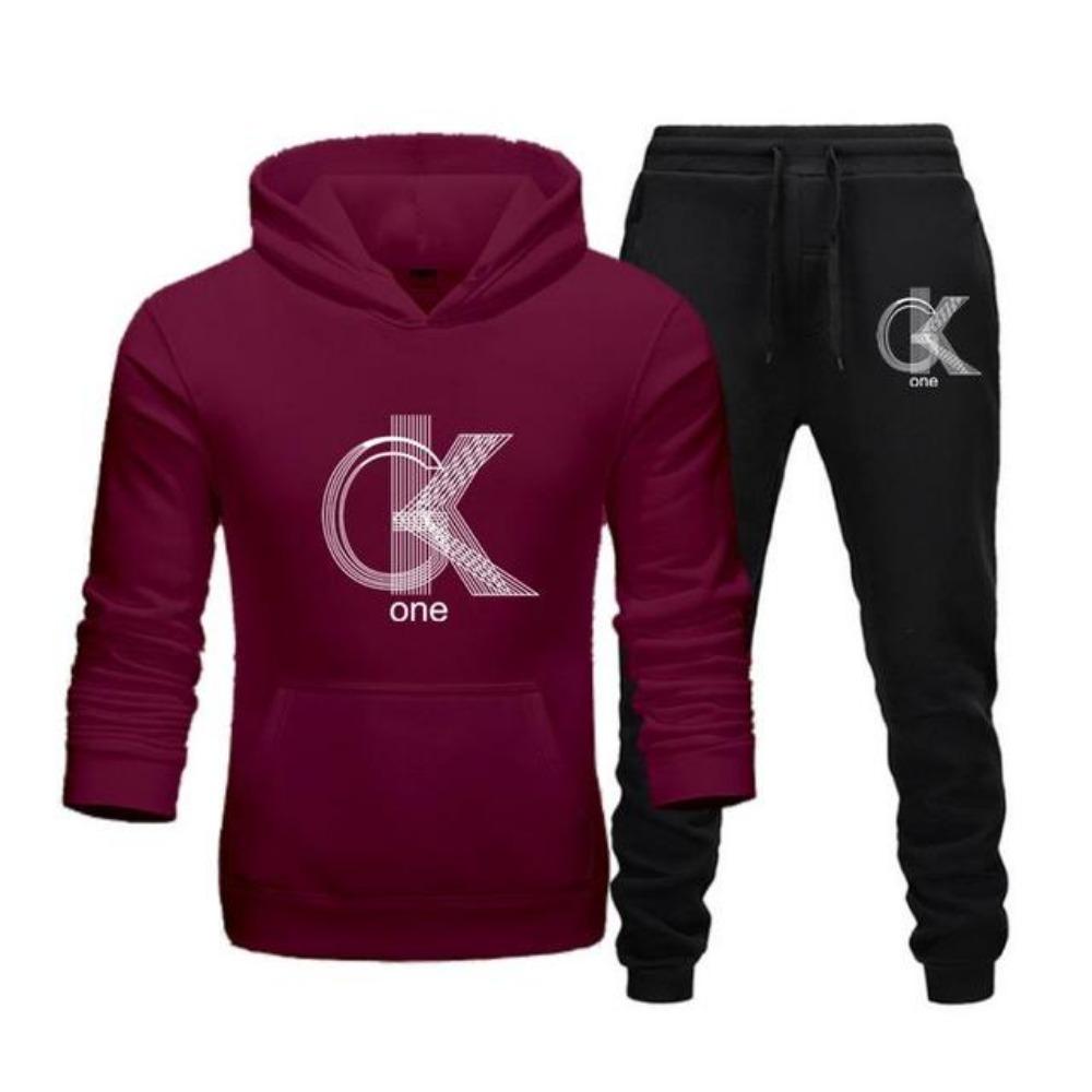 Herenmode Bedrukte Hoodie+Broek Set, Casual Sportkleding+Sportkleding Set