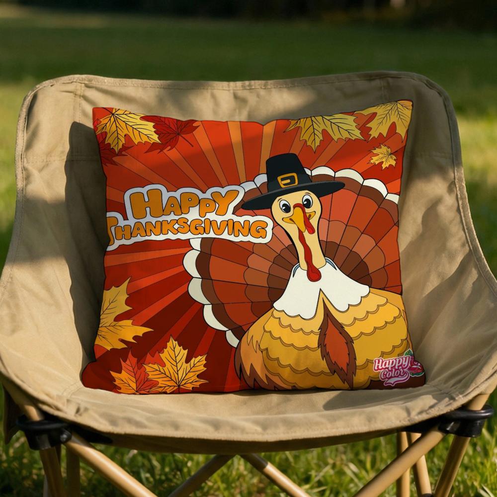 Thankful Festival Turkey Cushion Cover Soft Reversible  Durable Pillow Cover  MultiScene Use for Home  Car Daily Comfort