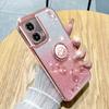 KADEM For Motorola Moto G85 5G/S50 Neo 5G Case Ring Kickstand TPU Flowers Phone Cover Gradient Glitter