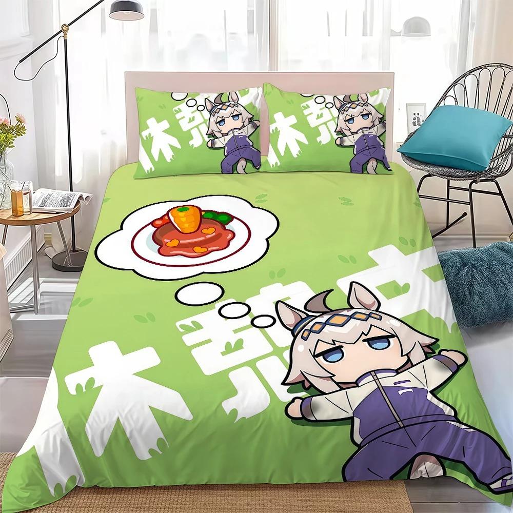 U-Umamusume Pretty Derby Duvet Cover Pillowcase Bedding Set Single Twin Full Queen King Size Bed Aldult Kids 2/3PCS Home Decor