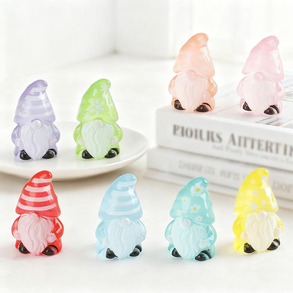 10/20Pcs Gnomes Figurines With Stars Snowflakes Patterns Luminous Resin Christmas Glow In Dark Decor For Fairy Garden Gift
