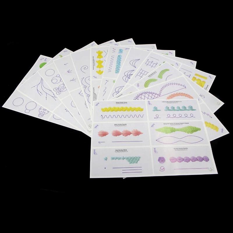 23 Listů Cvičná deska na zdobení dortů Papír na kreslení polevou Sugarcraft Učení