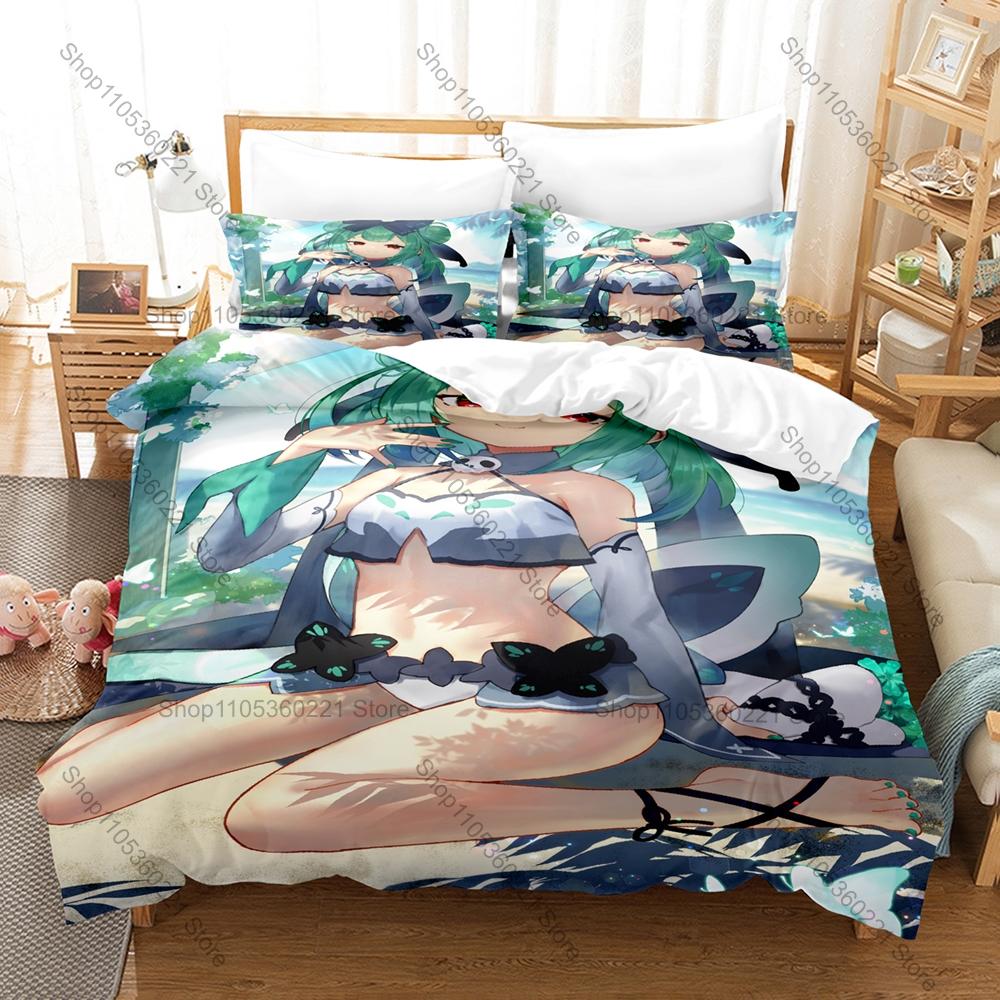 Anime Bedding Set 3Pcs Hololive Rushia Yandere Necromancer Design Stylish Bedroom Ornament Gift