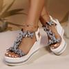 Mode Damen High Heels Keilsandalen Luxus Strass Offene Zehen Sandalen Damen Plateau Modische Schmetterlingsdekoration Sommerschuhe