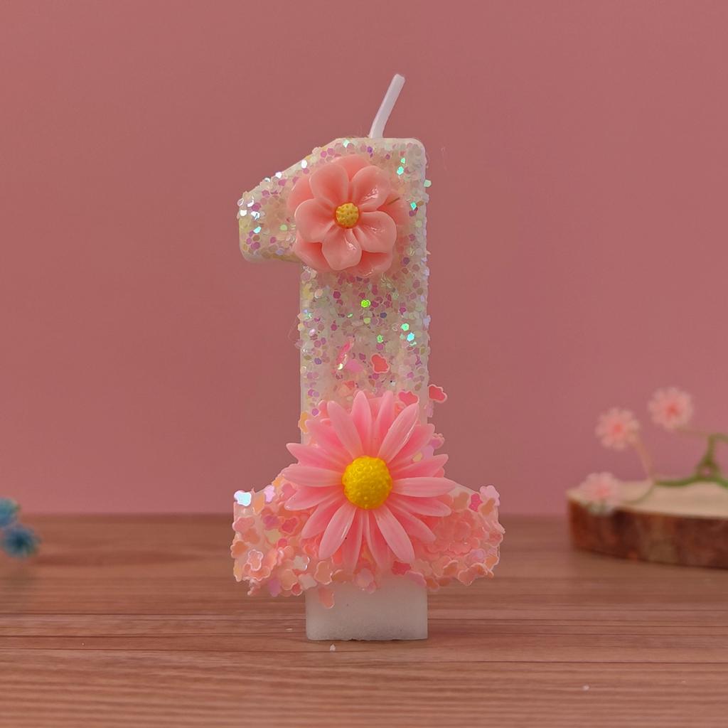 Number Shaped Birthday Candle with Decorative Floral Design for Cake Decoration and Party Use Suitable for Baking and Celebrations 0-9 Digit Options