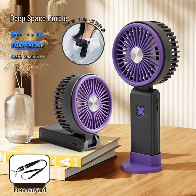 Portable USB Rechargeable Mini Fan with Phone Holder