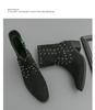 Men's Large Suede Leather Rivet Pointed Toe Ankle Boots - Medium Heel Fashion Knight Boots
