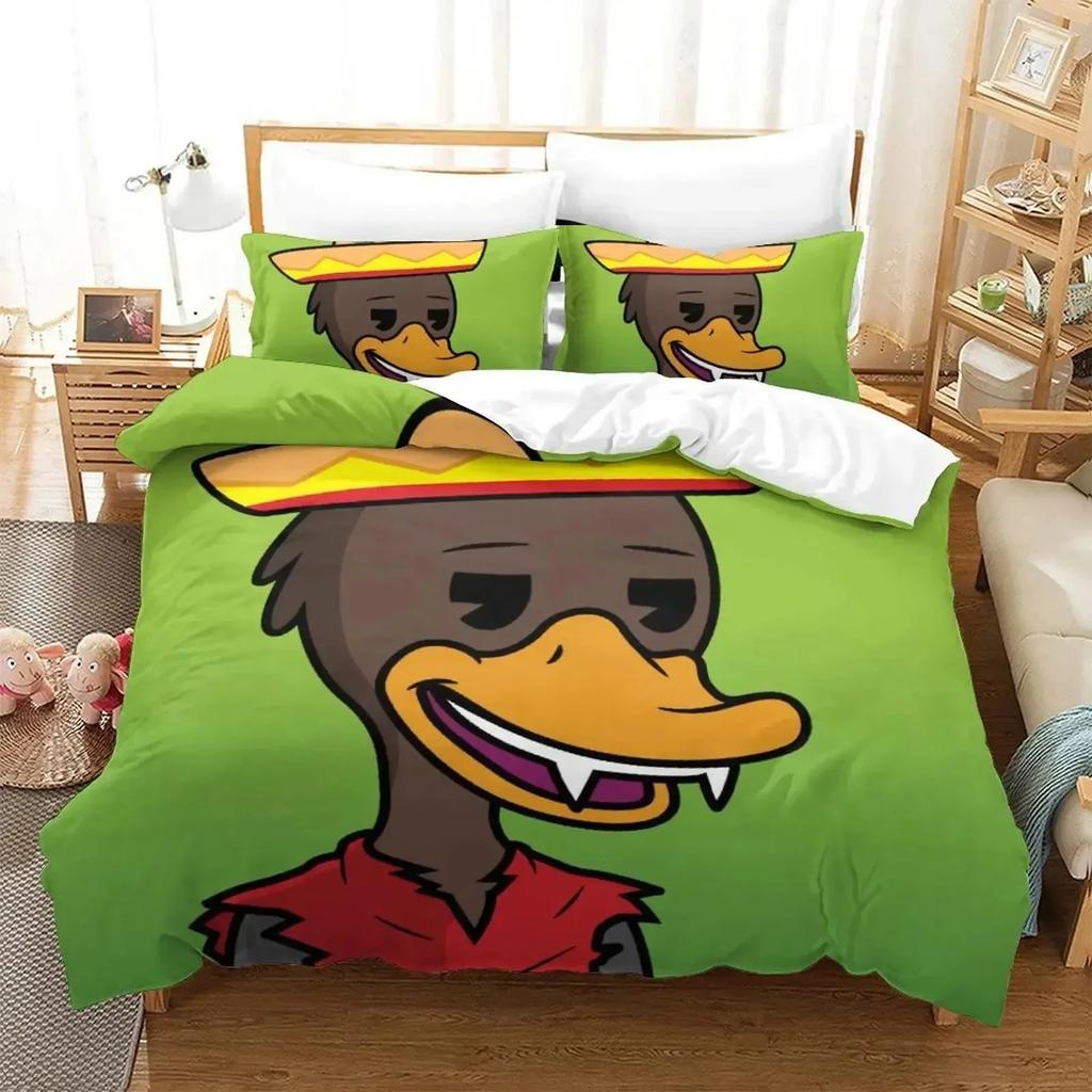 3D Print Cartoon Quackity Duck Bedding Set Duvet Cover Bed Set Quilt Cover Pillowcase Comforter King Queen Size Boys Bedding Set