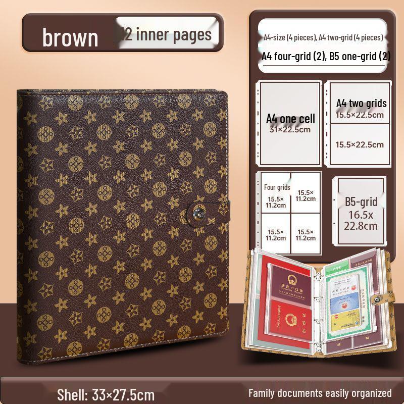 A4 ID Skladovací taška na dokumenty: Obsahuje potvrzení o trvalém pobytu, očkovací průkaz, rodný list, pas, řidičský průkaz, volný listový pořadač.