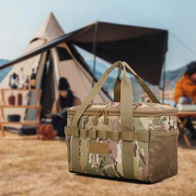 20L Camping Storage Bag Large Capacity Foldable Picnic Storage Bag with Compartments 600D Oxford Fabric Trunk Storage Bag