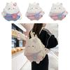 Cute Cartoon Bow Lace Cat Design Student Casual Backpack With Plush Pendant For Daily Use