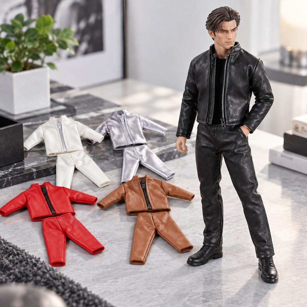 Handmade PU Leather Jacket Pants Suits  For 11.5 Inch Doll/for 1/6 Male Action Figure Dolls