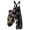 Wide Leg Overalls For Women Casual Loose Sleeveless Jumpsuits Retro Print Metal Button Long Pant Romper Jumpsuit With Pockets
