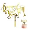 Happy New Year Acrylic Cake Plaque Silver Black Simple Shower Accessories Tools Dessert Baby Decor Cake Design Toppers Acry E0T0