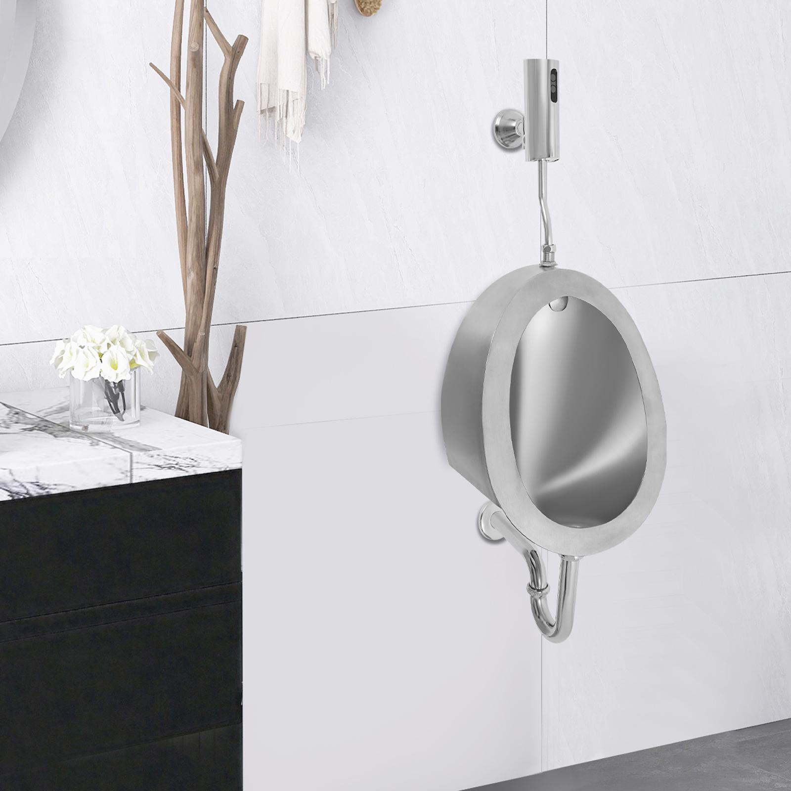 

Stainless Steel Urinal,Silver Oval Wall Mounted Sensor Urinals 45*10cm for Men s Adult срібний