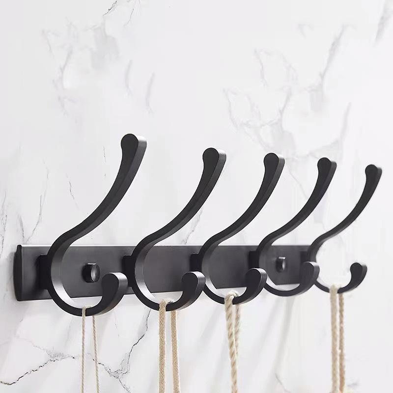 Appendiabiti con doppio gancio in alluminio nero Appendiabiti da bagno per la casa Portachiavi Ganci da parete appesi