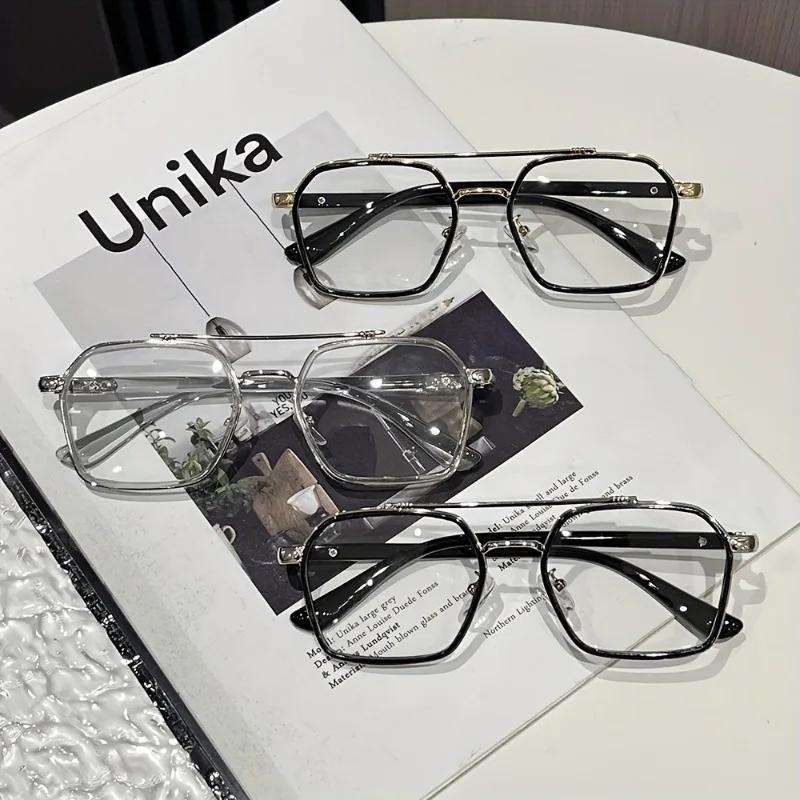 1 Pair Retro Geometric Full-Rim Glasses Unisex Fashion Eyewear for Casual & Formal Wear Ideal Gift Vintage Style Glasses