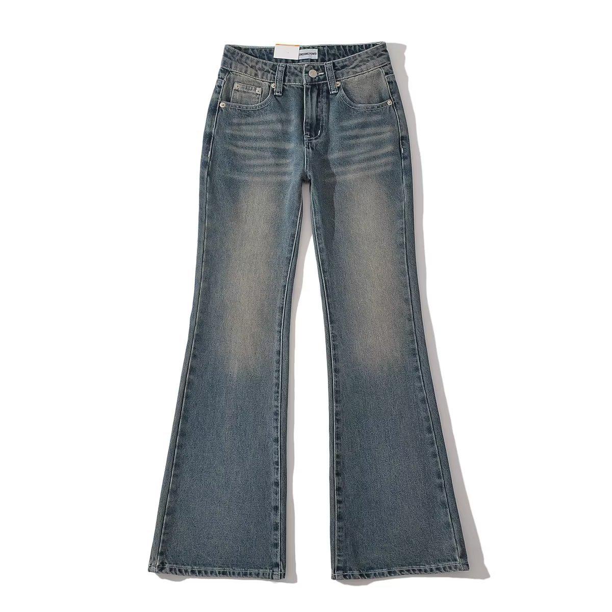Women s 2023 Autumn American Retro Low-Waist Micro-Flare Jeans - Spicy Girl Casual Loose Fit Long Pants L
