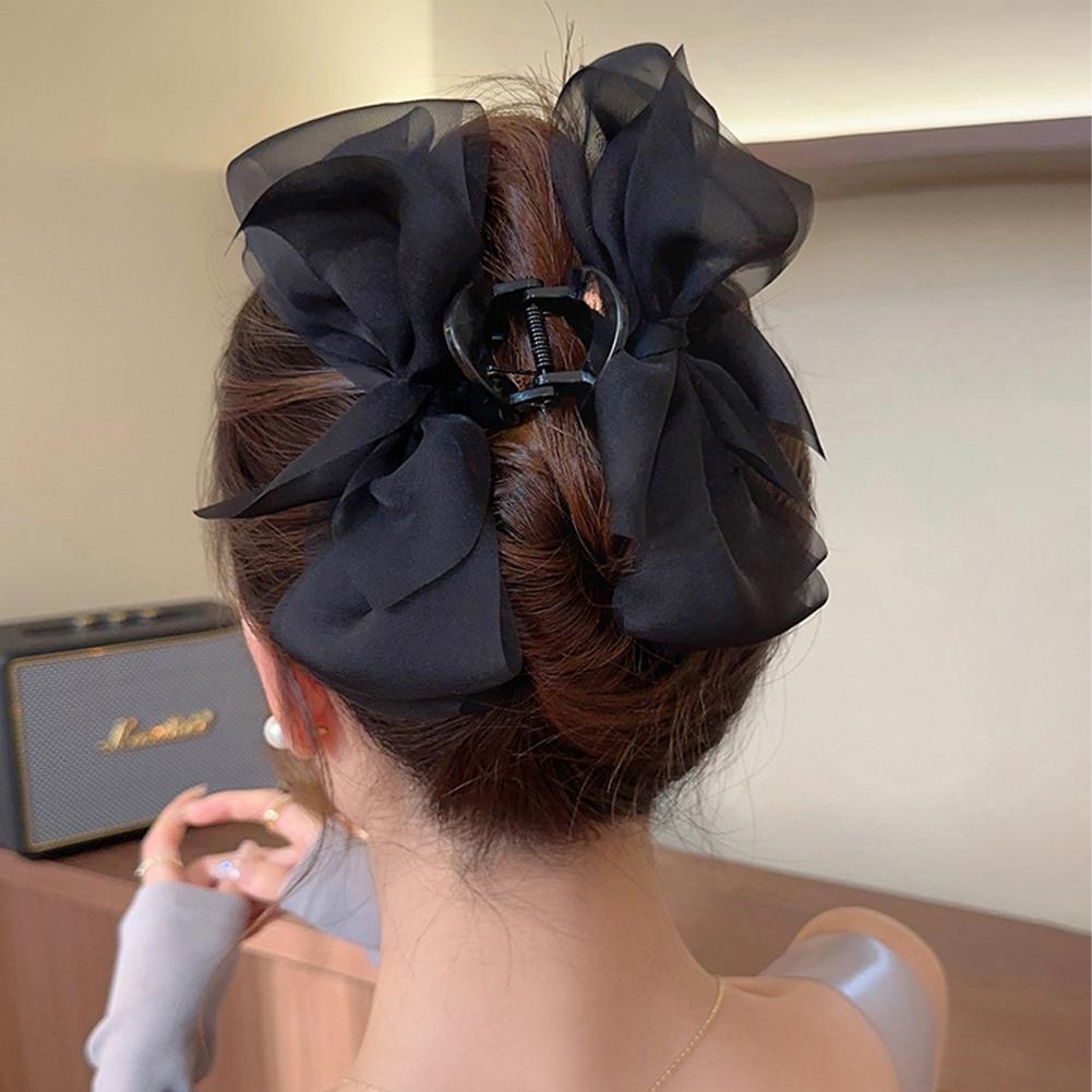 New Sweet Mesh Tulle Bow Hair Clips Solid Color Bowknot Hair Clips For Women Girls Barrettes Claw Clip Kids Hair Accessories