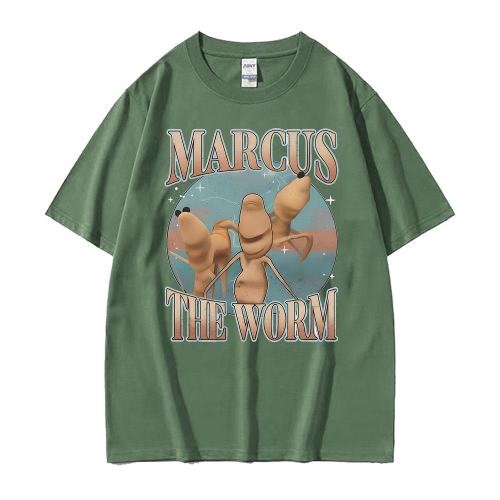 New Marcus The Worm Funny Meme TShirts Unisex Women Vintage Trending Classic Humor T Shirts Casual Oversized Loose Tshirt Clothing
