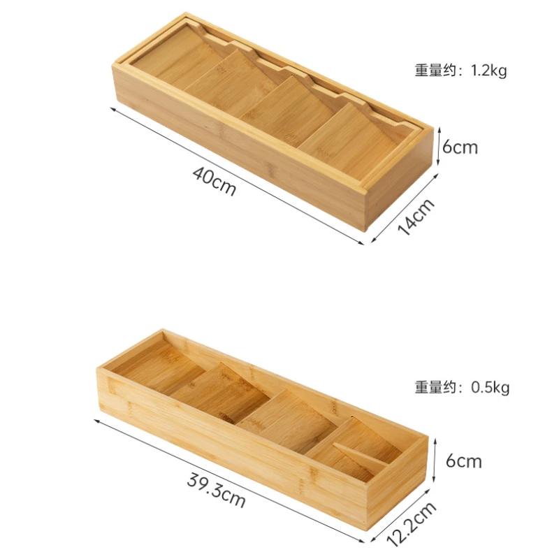 Dřevěný úložný box na příbory Úložný box na příbory Zásuvkový styl Box s přihrádkami na příbory lžíce Kuchyňské náčiní