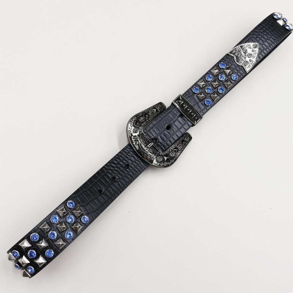 Men's High-End Rhinestone Studded Punk Leather Belt