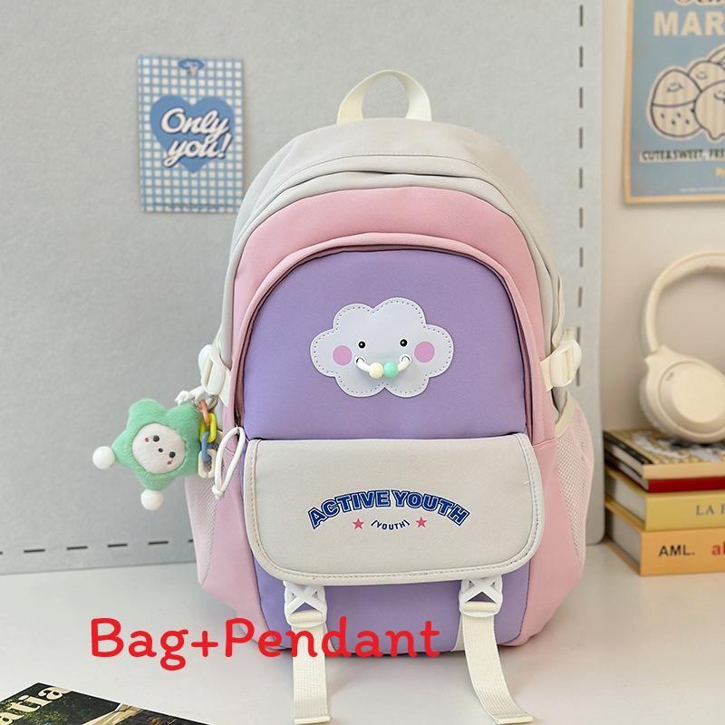 Nylon Letter Backpack For Girls With Reducing Burden And 14in Laptop Storage For Daily Use