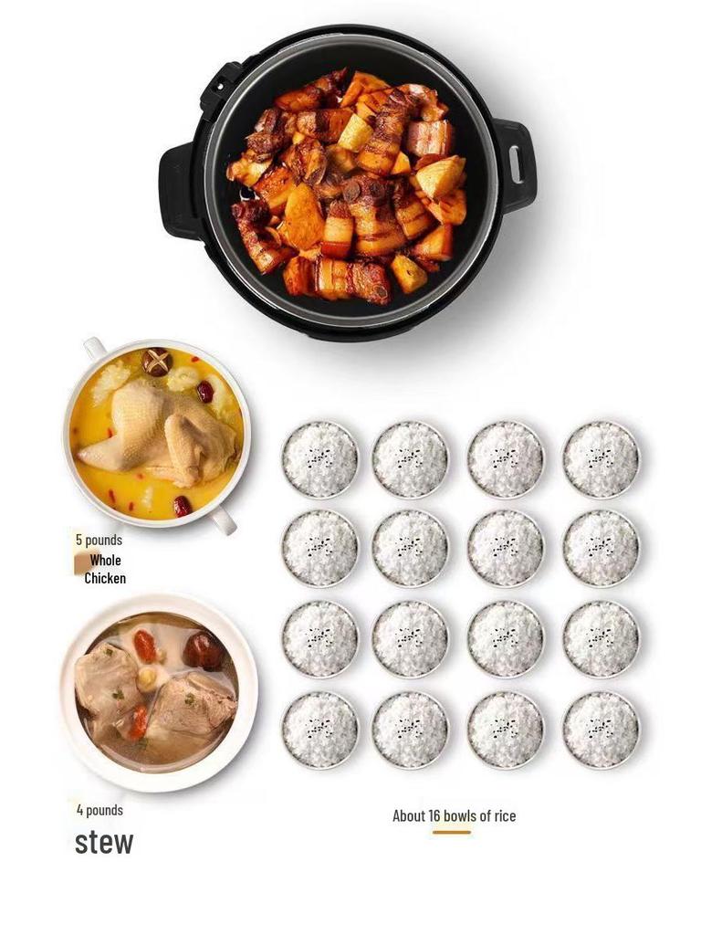 Multifunctional Electric Pressure Cooker: High-Pressure, Intelligent, Large-Capacity Rice and Soup Cooker.