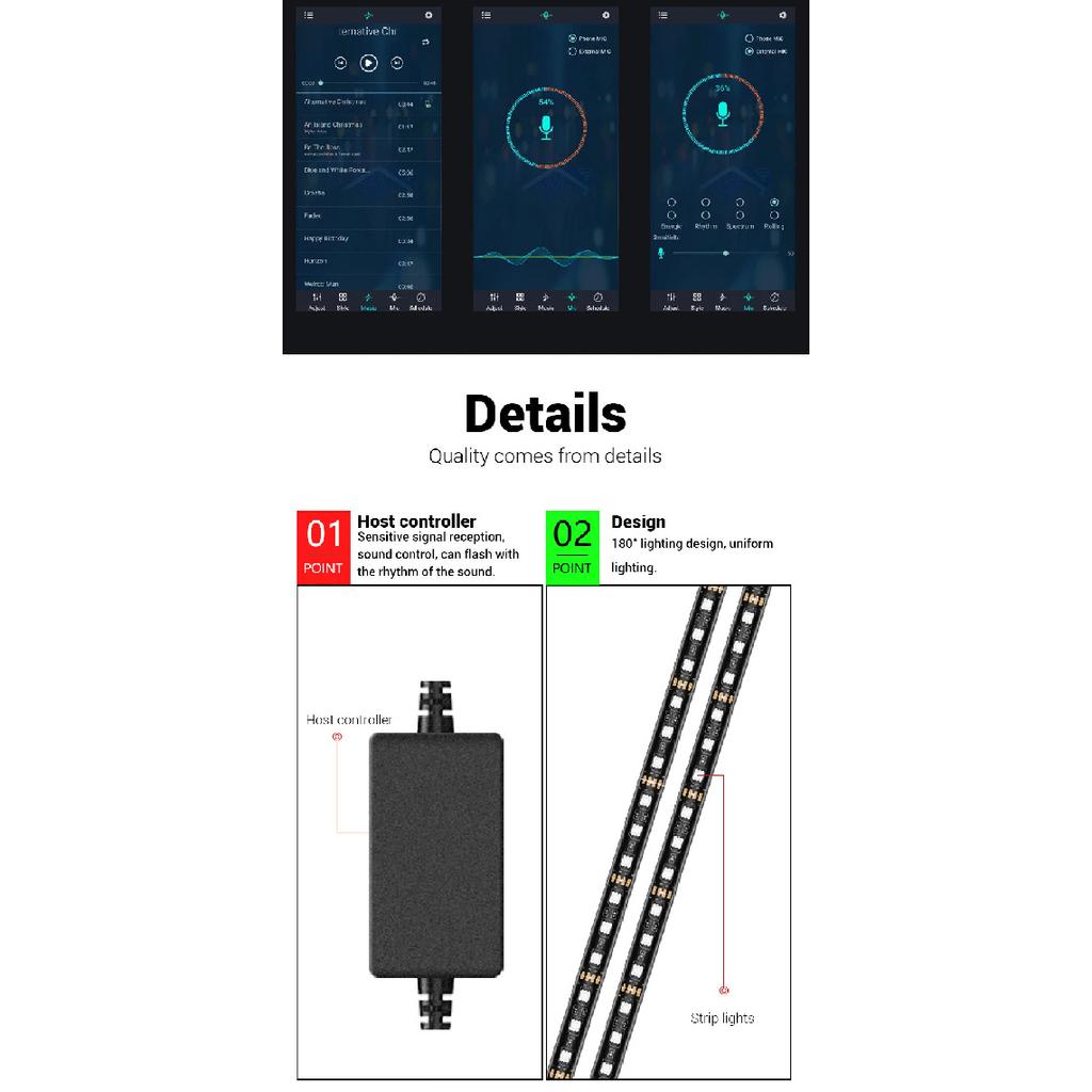 SEAMETAL Car Flexible Underglow Strip Light LED Underbody Remote APP Control RGB Neon Lights Atmosphere Lamp for Auto Decoration