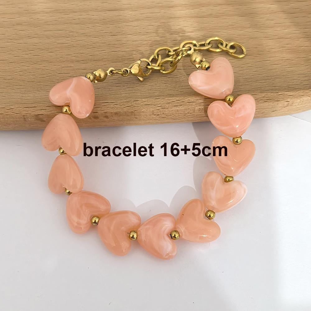 Love Resin Heart Necklace Women Choker Gold Beads Stainless Steel White Red Green Coffee Beige Waterproof Diy Handmade