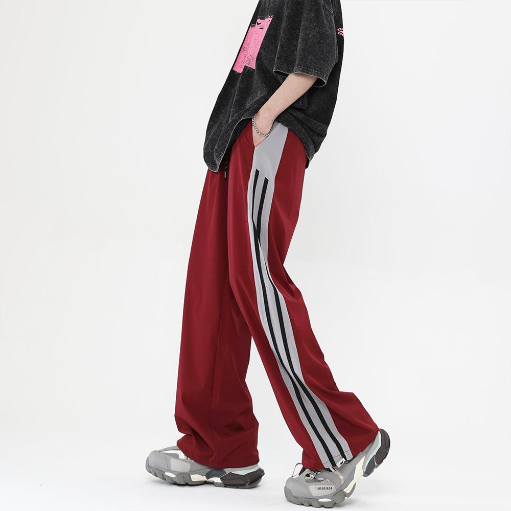 Men's Striped Pants Straight Wide Leg Trousers High Street Loose Casual Trousers Fashion Men Clothing