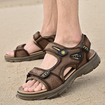 Men's Sandals Genuine Leather Beach Shoes New Summer Sports Casual Breathable Non-Slip Soft Bottom Outdoor Men's Sandals