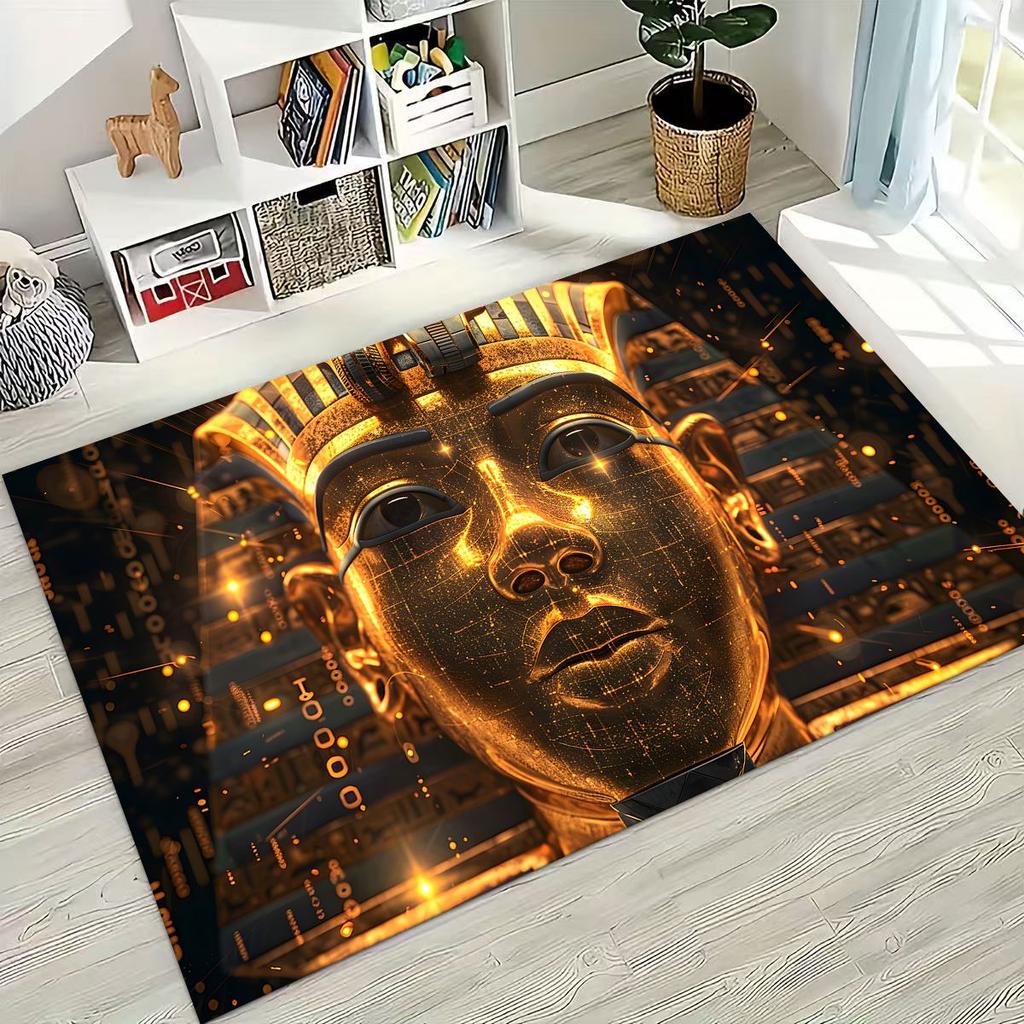 Ancient Egyptian God Dead Anubis Pharaoh Tutankhamun Mask Rug for Bedroom Living Room Sofa Home Doormat Decor,Non-slip Floor Mat
