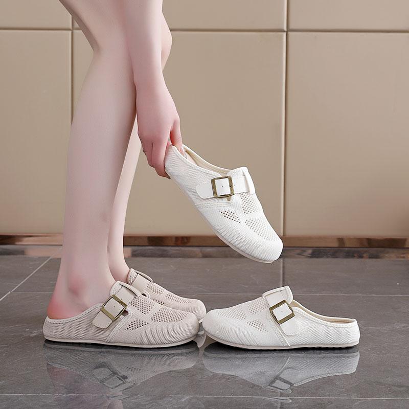 Fashion Shoes Woman 2025 Female Slippers Cover Toe New Rubber Soft Summer Flat Slides Shoes Ladies' Slippers Slipers Women Cover Toe Sum