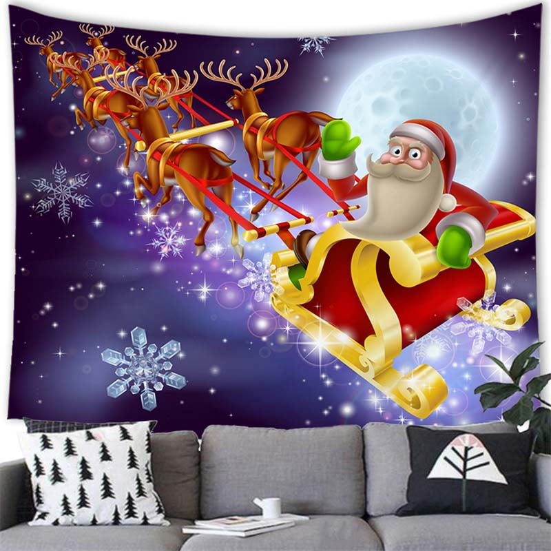 Santa Elch Schneemann Drucken Home Decor Tapisserie Wandbehang Weihnachten Wohnzimmer Zimmer Wand Dekor Hintergrund Stoff tapiz navideño