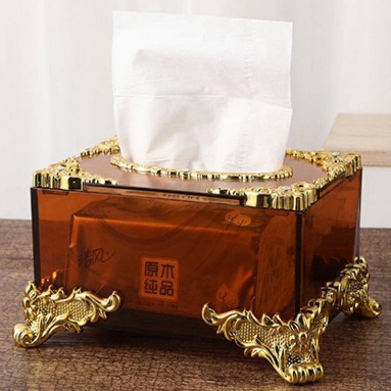 Luxury Acrylic Tissue Boxes Storage Napkin Holder Paper Case Organizer Ornament Craft Desktop Tissue Holder Kitchen Tissue Box