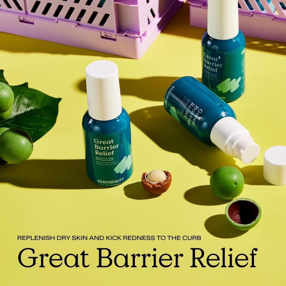 Kravebeauty Great Barrier Relief Duo Riparazione Lenitiva della Barriera Cutanea Il siero contiene Tamanu per ridurre il rossore per tutti i tipi di pelle vegano e Gr