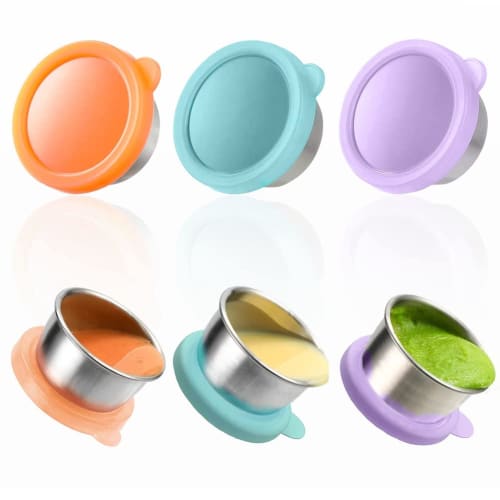 Chaksy 3-Pack 50ml Stainless Steel Salad Dressing Containers with Silicone Lids for Bento Boxes