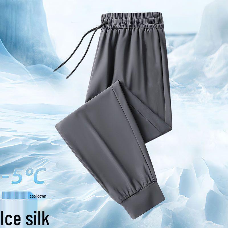 Men's Casual Black Ice Silk Sports Shorts - Lightweight & Loose Fit