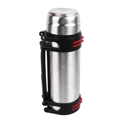 Thermische Wasserflasche 2L Edelstahl mit 2 Deckeln Drucktyp Auslaufsicher Tragbarer Griff Wasser