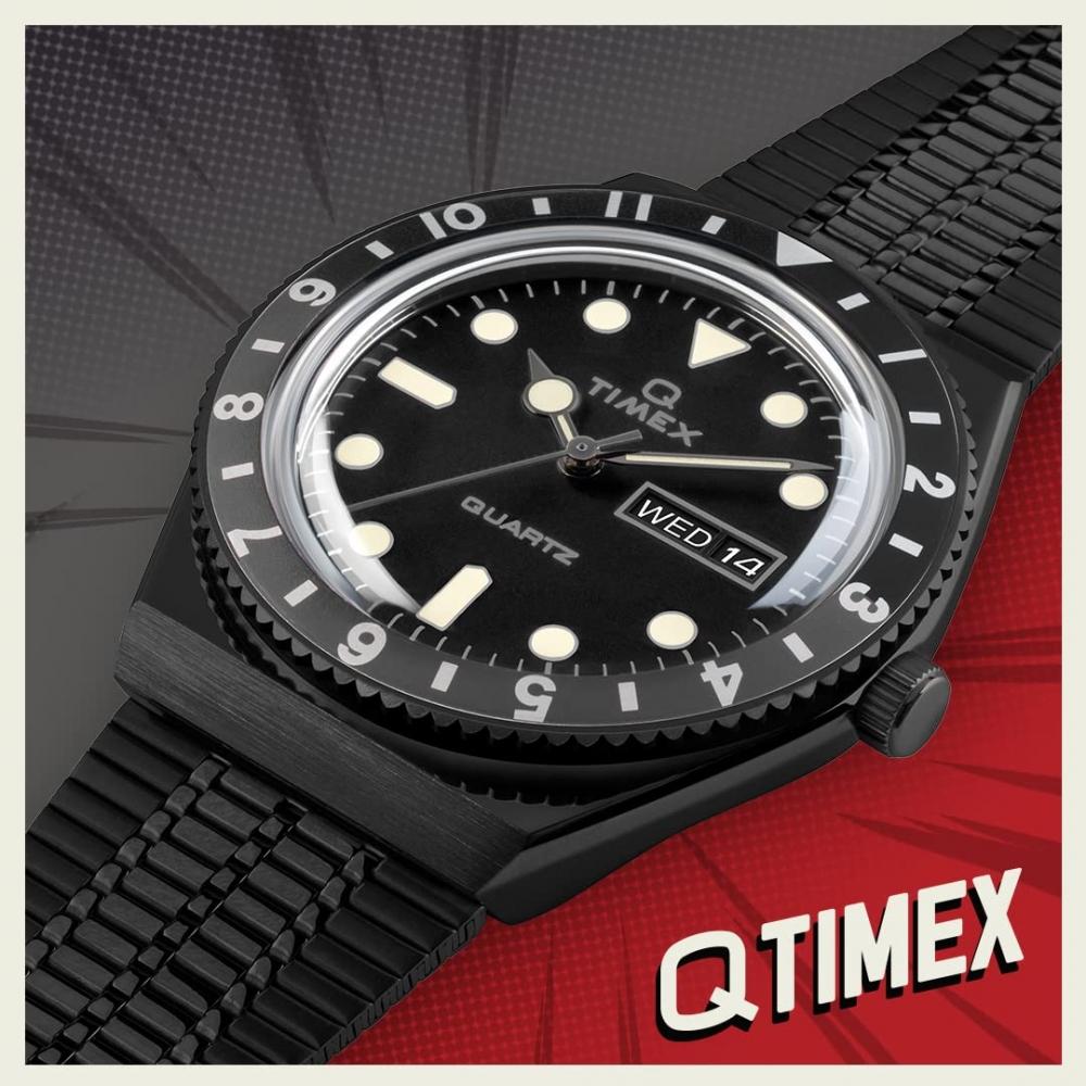 TIMEX Ceas America Q Timex 38 mm Ceas de mână Tw2u61600 Cadran negru Oțel inoxidabil Acril