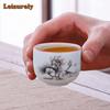 65 ml Dehua Teetasse aus weißem Porzellan, einzelne Keramiktasse, Schüssel, Teeverkostungsbecher, Tasse mit Flügelgriff, verdickte Meistertasse, Kung-Fu-Teeservice