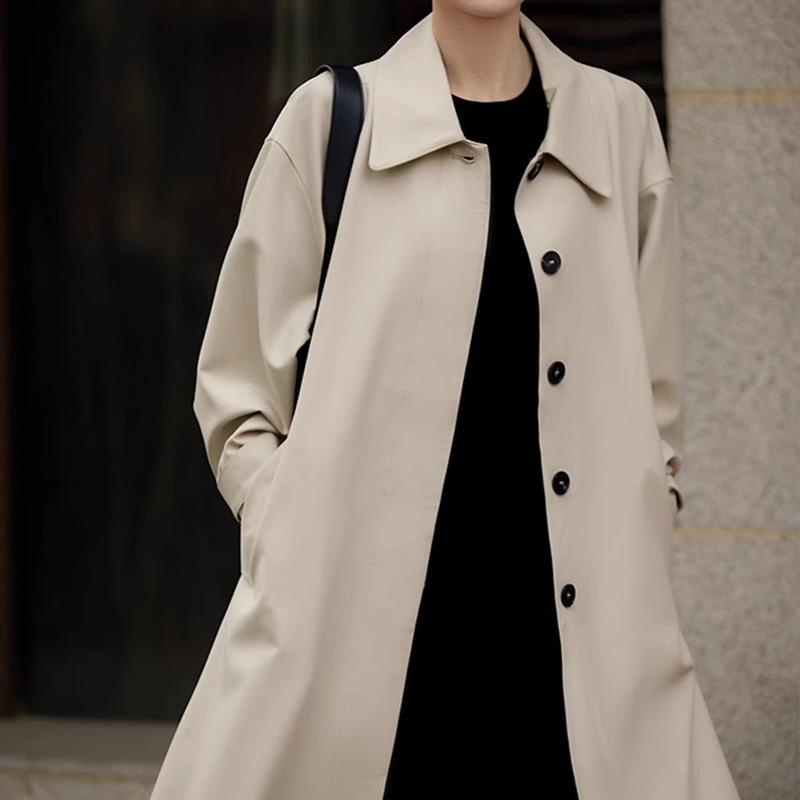 High-quality twill fabric trench coat, temperament coat medium and long coat khaki spring new women's clothing