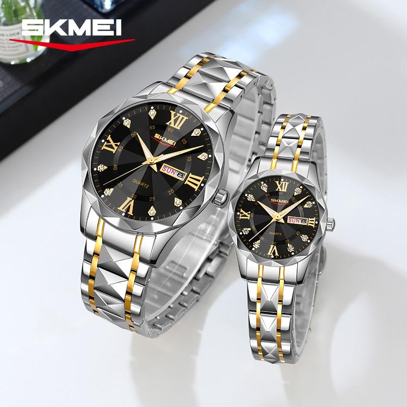 SKMEI New Man Waterproof Fashion Luxury Dial Exquisite Quartz Stainless Steel Watch for Women 9369