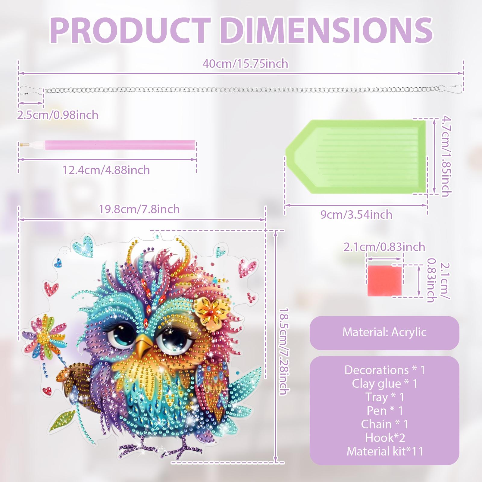 

Hanging Diamond Art Owl Animal Pattern Diamond Painting Suncatcher Pendant Art for Home Wall Window Decoration DIY Handmade Gift