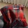 Women's Red Ankara Plaid Cashmere Scarf - Christmas & Autumn/Winter Warm Versatile Shawl