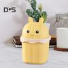 Desktop Trash Can with Lid Large Capacity Cartoon Shape Rectangle Creative Mini Garbage Can Waste Basket