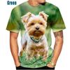 Cute Pet Dog Yorkshire Terrier 3D Printed Men's Summer Fashion Casual T-shirts Funny Round Neck Short Sleeve Tops