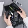 Men Retro PU Leather  Wash Bag Travel Business Trips Portable Cosmetic Bag Large Capacity Design Handheld Waterproof Wash Bag